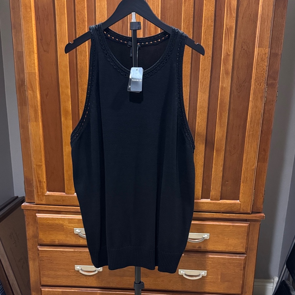 Torrid Black Crochet Trim Sweater Tank Top